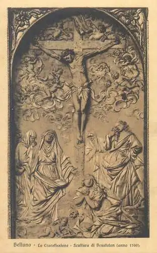 Italia Belluno " La Crocefissione " - Scultura di Brostolon ( anno 1700 )