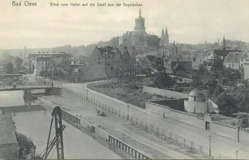 Blick vom Hafen auf die Stadt aus der Vogelschau Kleve Post card Germany