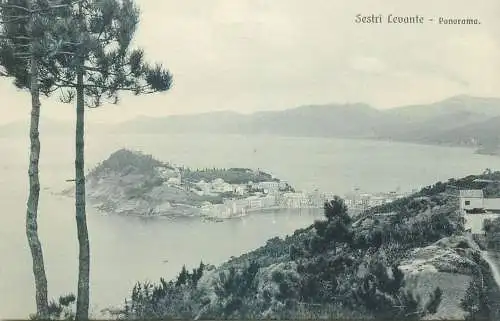 Post card Italy Sestri Levante Genova panorama