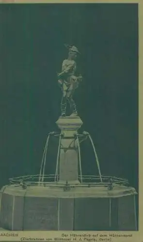 Postcard Germany Aachen Der Huhnerdieb auf dem Huhnermarkt Zierbrunnen von H.J Pagels