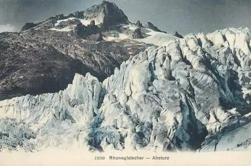 Postcard Switzerland Rhonegletscher Absturz detail view