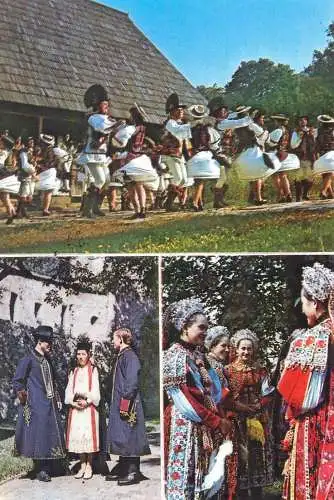 Postcard Romania vedere costume populare Nasaud sasesc din Cristian Brasov si maghiar din Macau
