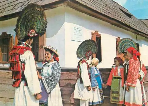 Postcard Romania vedere costume populare muzeu memorial G Cosbuc