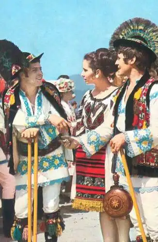 Postcard Romania vedere costume populare Bistrita Nasaud