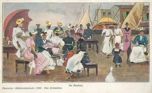 Im Seebad Deutscher Madchenkalender 1909 Das Kranzchen AK