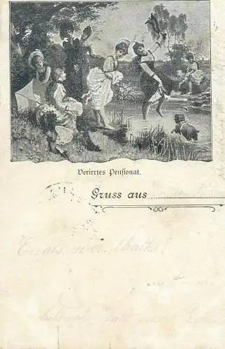 Gruss aus ... Verirrtes Pensionat AK 1901 Germany