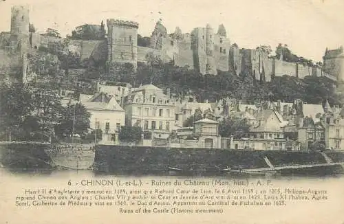 Postcard France Chinon ruines du Chateau