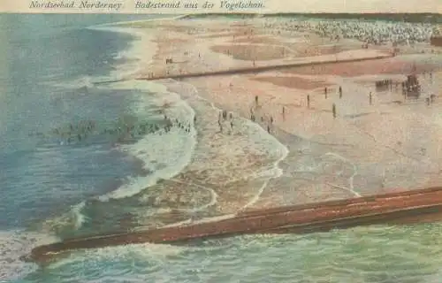 Postcard Germany Nordseebad Norderney Badestrand aus der Vogelschau toatalansicht