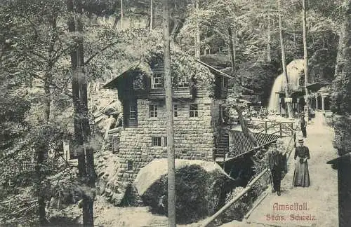 Postcard Germany Sachsische Schweiz Amselfall