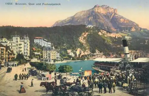 Postcard Switzerland Brunnen quai und Frohnalpstock