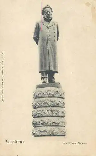 Postcard Norway Christiania Henrik Ibsen statue