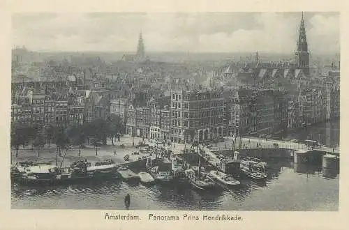 Postcard Netherlands Amsterdam Panorama Prins Hendrikkade
