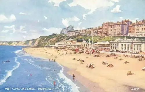 Postcard England Bournemouth West Cliffs and Sands