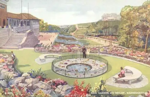 Postcard England Bournemouth Rock Gardens and Pavilion