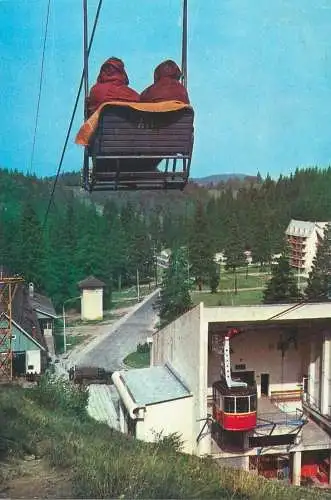 Postcard Romania vedere Poiana Brasov telescaun
