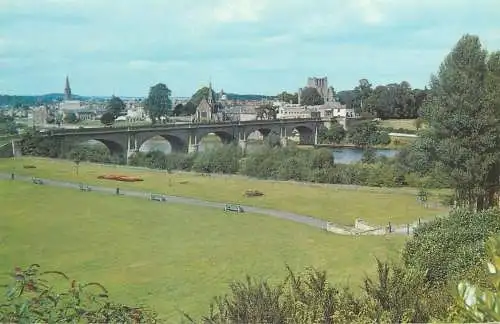 Postcard Scotland Kelso bridge and the river Tweed