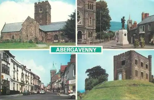 Postcard Wales Abergavenny multi view