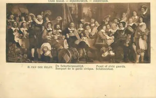 Postcard Feast of the civic guard B. van der Helst painting