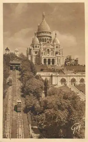 Postcard France Paris Basilique du Sacre-Coeur de Montmartre et le Funiculaire