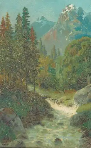 Postcard picturesque natural landscape painting
