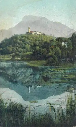 Postcard Switzerland Muzaner See un Kirche von Sorengo bei Lugano