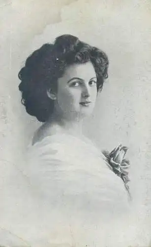 Post card charming elegant lady fancy hairstyle