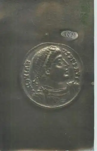 Postcard Roman coin emperor person to identify