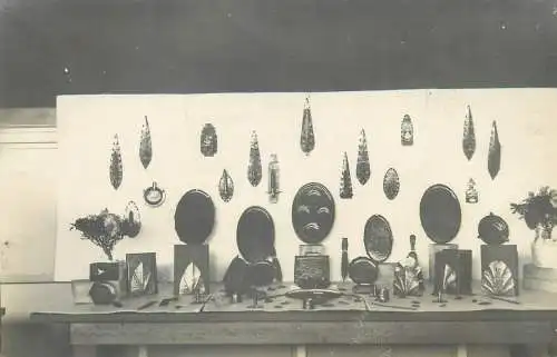 Postcard several museum items and trinkets