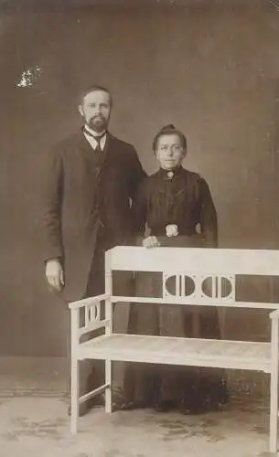 W. Bleuze Atelier voor Fotografie Postcard gentleman with his wife elegant costumes