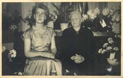 Postcard elegant charming lady with grandmother