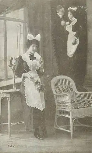 Netherlands Postcard maid daydreaming