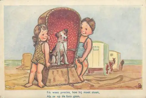 Postcard children types funny romance comic illustration