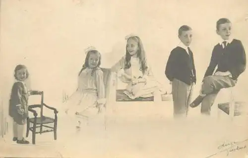 Postcard school children types