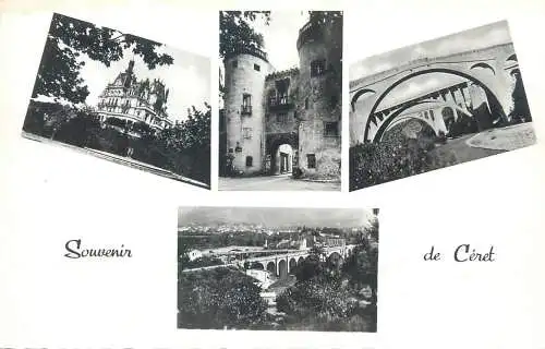 cpsm France souvenir de Ceret chateau Bardou-Job les trois ponts