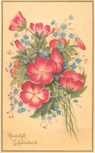 Netherlands Warm greetings Postcard colourful floral bouquet