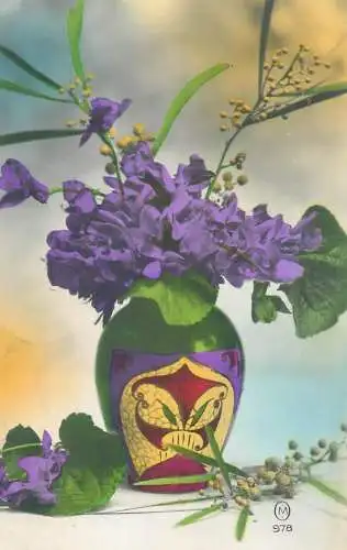 Dutch Postcard vase floral arrangement