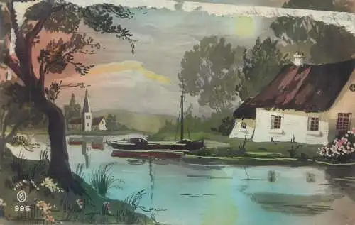 Netherlands Postcard picturesque countryside area painting