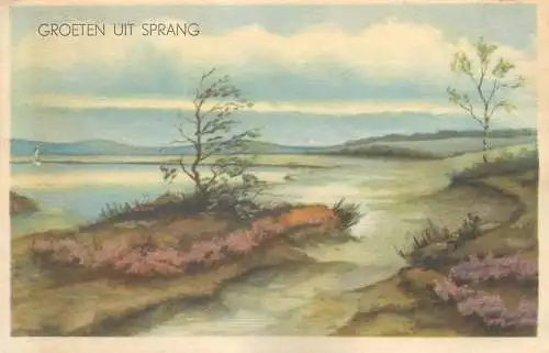Postcard Netherlands Groeten uit Sprang picturesque natural landscape illustration
