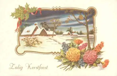Christmas greetings Postcard winter day floral motif