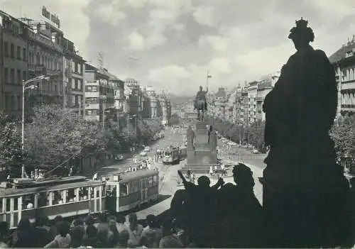 Postcard Czech Republic Prague Wenceslas Square