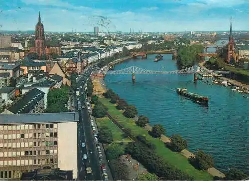 Postcard Germany Frankfurt am Main Mainlauf Eiserner-Steg Dom