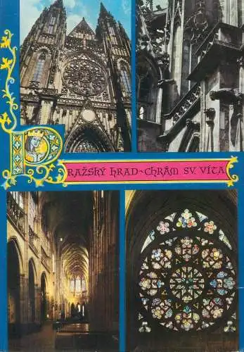 Postcard Czech Republic Prague Castle St Vitus Cathedral multi view