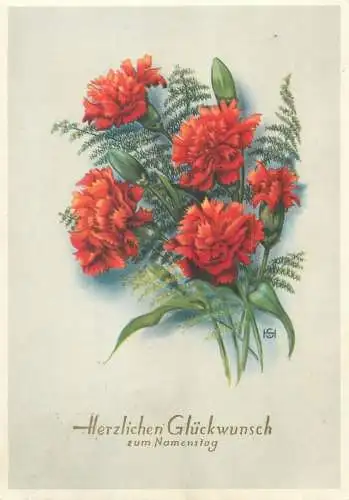 Name Day greetings Postcard carnations bouquet