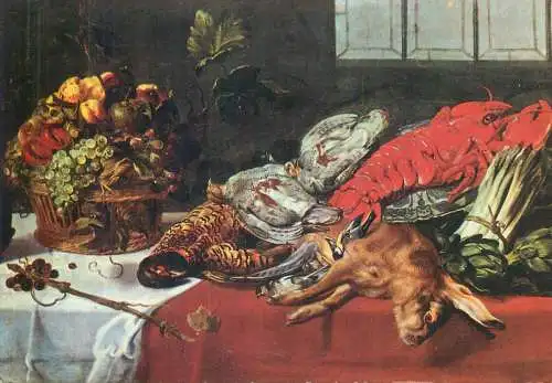 Postcard Stilleben mit Hummer Frans Snyders gemalde Brukenthal Museum Sibiu Romania