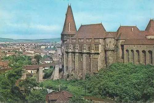 Postcard Romania vedere Castelul de la Hunedoara1975