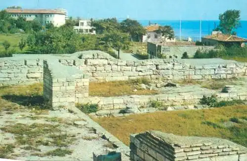 Postcard Romania vedere Mangalia Sud ruinele cetatii 1973