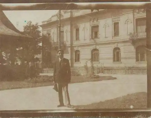 Photo ca. 6 x 9 cm social history elegant man wth hat