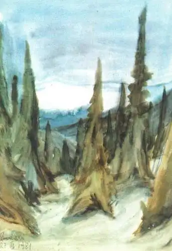 Fine Arts Postcard Paltinis Romania Hohe Rinne Rideli painting
