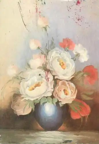 Fine Arts Postcard vase colourful floral arrangement
