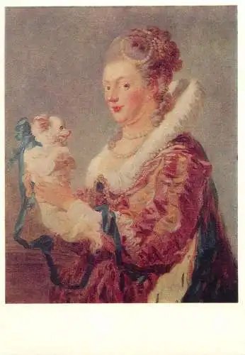 Metropolitan Museum Moscow Soviet Fine Art Painting Postcard lady and dog